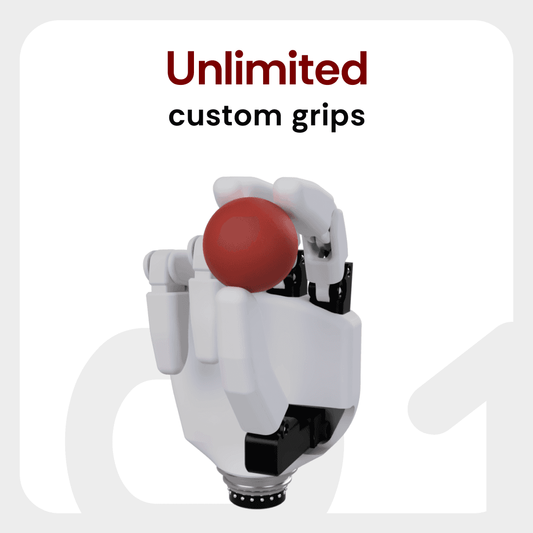 Wave Bionic Hand support unlimited custom grips